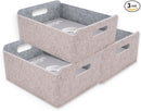 Welaxy Storage Baskets Collapsible Felt Storage bin Foldable Shelf Drawers Organizers for Kids Pet Toys magazine Books Clothes Closet Cabinet decluttering (Oatmeal +Gray) by TinyTreasures Baby Boutique