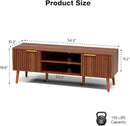 TV Stand for Living Room, Mid Century Modern Entertainment Center for 55/60/65 inch TVs, TV Console with Fluted Door Cabinets and Open Shelves, for Bedroom, Walnut by CozyNest Decor