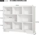 Book Shelf, 8 Cubes Storage Organizer, 3-Tier Open Shelf Wooden Bookcase, Freestanding White Bookshelf Cube Shelf for Bedroom, Living Room, Home Office by CozyNest Decor