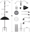 Bird Feeder,91in 4 Hook Bird Feeder Pole with Squirrel Baffle,Bath and Mesh Tray,Steel Multi-Feeder Kit Stand for Attracting Wild Birds, Easy Assembly for Courtyards (Weld, Black 91IN) by GreenHaven Gardens