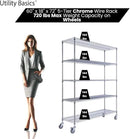 60"x18"x72" Chrome 5-Tier PREMIUM Wire Shelving NSF 4000 LBS MAX CAPACITY Heavy Duty Steel Storage Rack for Warehouses, Garages, Hospitals, Commercial Spaces, & Schools w/PREMIUM WHEELS by CozyNest Decor