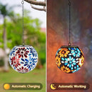 Solar Lanterns Outdoor Waterproof, Hanging Mosaic Flower Solar Lantern with Hook, Hanging Gazing Ball Globe Lantern for Garden Patio Yard Decor by GreenHaven Gardens