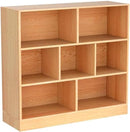 IOTXY Open Shelf Low Bookcase - Wooden 3-Tier Floor Standing Display Cabinet Organizer with Base, 7 Cubes Short Horizontal Bookshelf in Pear Yellow by CozyNest Decor