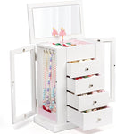 Jewelry Box for Girls, Musical Jewelry Box with Spinning Dancer Gifts for Little Girls Christmas New Year Birthday Children's Day, 5 Layer Large Wooden Kids Music Jewelry Organizer Box(White) by TinyTreasures Baby Boutique