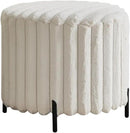 Furniliving Modern Round Ottoman, Large Size Bedroom Ottoman Footstool Round Ottomans Stool for Living Room, Bedroom, Makeup Room, Beige, Faux Fur by CozyNest Decor