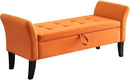 Furniliving 51 Inch Storage Bench for Living Room, Upholstered Bench Ottoman with Velvet Fabric, Modern Entryway Bench with Woodern Legs for Bedroom, Living Room, Shoe Storage & Seating, Orange by CozyNest Decor