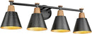FEMILA 30" Bathroom Light Fixtures, 4 Light Vanity Lighting Fixtures with Wood Grain Paint and Black Finish, Light Fixtures for Bathroom Above Mirror, 4FG75B-4W BK by CozyNest Decor