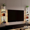 5 Tier Wall Shelf with Light, White Modern Vertical Lack Wall Shelves, Wall Mount, Floating Column Home Decor Shelves for Bedroom, Living Room, Vanity Storage Display by CozyNest Decor