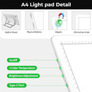 Zocelight Rechargeable A4 Light Pad with Built-in Stand & Bag,Super Bright Magnetic Light Box for Tracing,Wireless Diamond Art Light Board with Side Buttons, Light Table for Drawing,Sketching(White) by TinyTreasures Baby Boutique