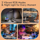 WILIT LED Kids Desk Lamp, Dimmable Study Lamp for Home Office Desk Accessories, with Pen Holder & Clock, USB Charging, RGB Night Light, Bedroom & College Dorm Room Essentials for Girls - Black by TinyTreasures Baby Boutique