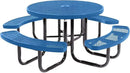 Coated Outdoor Furniture Heavy-Duty Portable Outdoor Picnic Table with Umbrella Hole, Expanded Metal Commercial-Grade Patio Dining Furniture Made in America (46" Round Top, Textured Light Blue) by CozyNest Decor