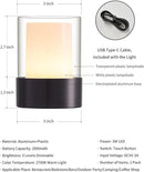 LED 4" Mini Cordless Table Lamp 2 Pack, Outdoor Waterproof Lamp, Rechargeable Battery Operated Lamp, Portable Touch Night Light for Dining Room, Camping, Nursery, Baby, Bar, Party (Black) by CozyNest Decor