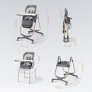 6 in 1 Convertible High Chairs for Babies and Toddlers,Portable High Chair with Dishwasher Tray and 4 Wheel,Booster Seat for Dining Table,Foldable Toddle and Baby Feeding Highchair (Gold-Grey) by TinyTreasures Baby Boutique