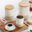 vancasso Sabine Small Ceramic Canister with Airtight Wood Lid - 18 oz Kitchen Storage for Coffee, Sugar, Tea & Spices - Compact Countertop Jar by CozyNest Decor
