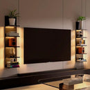 5 Tier Wall Shelf Unit, Black Modern Vertical Lack Wall Shelves with Light, Wall Mount, Floating Column Home Decor Shelves for Bedroom, Living Room, Vanity Storage Display by CozyNest Decor