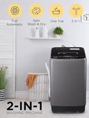 17.7 lbs Full-Automatic Washing Machine with LED Display, Portable Compact Laundry Washer with Drain Pump, 10 Wash Programs 8 Water Levels, Grey by CozyNest Decor
