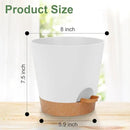 8-Inch Plant Pots, Self-Watering Planters with Drainage Holes & Saucers for Indoor and Outdoor Plants (2-Pack, White) by GreenHaven Gardens