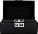 Galt International Storage Box Set Decorative Storage Box w/Hinged Lid Classic Design Wood Decor Boxes with Geometric Clasp Storage for Bedroom & Home - Set of 2 (Black & Silver) by CozyNest Decor
