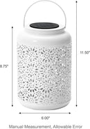 Glitzhome Solar Lantern White Metal Cutout Flower Outdoor Hanging Solar Light with Handle for Garden Patio Yard Outdoor Decor by GreenHaven Gardens