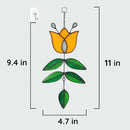 Tulip Stained Glass Suncatcher, Valentines Day Gifts, Folk Flower Stained Glass Window Hanging Sun Catcher, Retro Home Decor, Window Decorations for Plant Lovers, 9.4" x 4.7" by GreenHaven Gardens