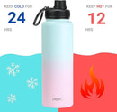 DRINCO Stainless Steel Water Bottle Spout Lid Vacuum Insulated Double Wall Water Bottle Wide Mouth (40oz 32oz 22oz 18oz 14oz) Leak Proof Keeps Cold or Hot (40 oz, 40oz Macaron) by CozyNest Decor