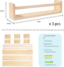 Nursery Book Shelves, 16.5 Inch Floating Bookshelves for Kids Room and Playroom Decor, Set of 3, Solid Wood Wall Mounted Shelves for Books and Toys Storage (Nature) by TinyTreasures Baby Boutique
