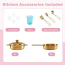 HONEY JOY Kids Kitchen Playset, Wooden Little Chef Pretend Toy Kitchen Set w/Chalkboard, Telephone, Utensils, Oven, Microwave, Sink, Storage, Play Kitchen for Toddlers Boys Girls, Pink Flower by TinyTreasures Baby Boutique