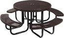 Heavy-Duty Portable Outdoor Picnic Table with Umbrella Hole, Punched Steel Commercial-Grade Patio Dining Furniture Made in America (46" Round Top, Brown) by CozyNest Decor