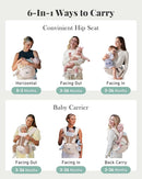 Baby Carrier Newborn to Toddler, 6-in-1 Baby Carrier, Adjustable Detachable Infant Baby Hip Seat Carrier for 7-50lbs by TinyTreasures Baby Boutique