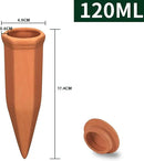 Large Terracotta Watering Spikes with Lids, Automatic Plant Waterer Outdoor | Indoor, Vacation Friendly Clay Plant Watering Devices System, Slow Release Self Watering Planter Insert, 6 Pack by CozyNest Decor