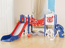 YUFU Toddler Slide Set, 11 in 1 Kids Slide for Toddlers 1-3, Toddler Playset with Climbing Bridge, Golf Set, Basketball Hoop, Indoor Outdoor Playground (Blue Red) by TinyTreasures Baby Boutique