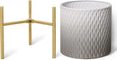 ARNIS Plants Pots with Stand,Set of 2 Flower Pots, Unique Mid Century Decorative Metal Flower Pots with Drainage,10.5&12.25 Inch, Grey and White by CozyNest Decor