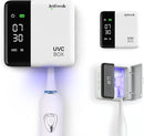 UV Toothbrush Sanitizer Holder & Cleaner with LED Clock Display & Hot Air Drying – Wall-Mounted UV Tooth Brush Holder for Bathroom Decor, Travel Use, Rechargeable Portable Design, Fits All Brushes by CozyNest Decor