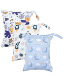 ALVABABY 3 Cloth Diaper Wet Dry Bags Waterproof Reusable with Two Zippered Pockets Travel Beach Pool Daycare Soiled Baby Items Yoga Gym Bag for Swimsuits or Wet Clothes Small Medium Large 3L-ZM28 by TinyTreasures Baby Boutique