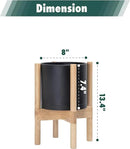 D'vine Dev Planter Pot with Stand - 8 Inch Plastic Cylinder Flower Pot with Wood Planter Holder for Indoor, Matte Black Pot + Natural Stand, 55-C-J-2 by GreenHaven Gardens