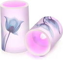 Flickering Flameless Candles, Blue Tulip Flower LED Candles with Remote Timer, Set of 2 Battery Operated Candle for Valentine Wedding Birthday by GreenHaven Gardens