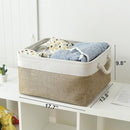 TheWarmHome Organization and Storage Basket for Organizing - X Large - 3 Pack 17.7L×13.8W×9.8H in Collapsible Storage Bin for Shelves, Fabric Basket for Gifts Organizer Toy Closet (White & Khaki) by TinyTreasures Baby Boutique