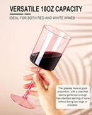 Ciaell 12 Pack Pink Plastic Wine Glasses - 10 Oz Disposable Wine Glasses with Stem for Parties & Weddings & Poolside & Outdoors & Camping by CozyNest Decor