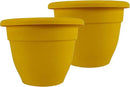The HC Companies Caribbean Planter Pot - Outdoor & Indoor Plant Pot with Drainage Hole & Plug - Rolled Rim Plastic Pots for Plants & Flowers - Decorative Plant Pot (14" Honey, Pack of 2) by GreenHaven Gardens