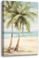 LURENCZH Tropical Beach Canvas Wall Art Seaside Palm Tree Picture Wall Decor Ocean Scenery Painting Prints for Bathroom Decor Framed(Beach-2,20.00" x 30.00") by CozyNest Decor