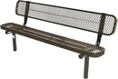 Coated Outdoor Furniture Heavy-Duty Outdoor Bench Thermoplastic Coated, Expanded Metal, Commercial-Grade Seating, Made in America (Inground with Back, 6 Ft, Textured Brown) by GreenHaven Gardens