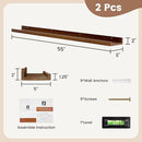 Picture Ledge Shelf, Floating Shelves Set of 2, Solid Pine Wood 55'' Long Large Nursery Book Shelves for Toys Storage, Kids Bookshelf for Living Room Bedroom Decor Books Photo Frames, Walnut by TinyTreasures Baby Boutique