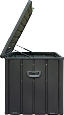 KUIKUI 100 Gallon Deck Box Waterproof, 100 Gallon Outdoor Storage Box, Metal Deck Box Waterproof for Pool Patio Cushions and Sports Pools Equipment, Dark Gray by GreenHaven Gardens
