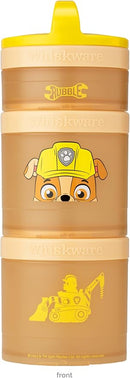 Whiskware Paw Patrol Stackable Snack Containers for Kids and Toddlers, 3 Stackable Snack Cups for School and Travel, Rubble by TinyTreasures Baby Boutique