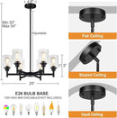 Black Chandeliers, 6 Light Dining Room Light Fixtures Over Table, Farmhouse Chandeliers for Dining Room with Clear Glass Shade for Kitchen Island Living Room Bedroom Bathroom, Height Adjustable by CozyNest Decor