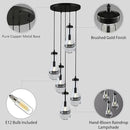 Bronze 5 Light Raindrop Chandeliers, Black Cluster Pendant Light Teardrop Dining Room Light Fixture Pendant Lights Kitchen Island, Hanging Ceiling Pendant Lighting for Entryway Living Room by CozyNest Decor