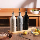 Sweejar Large Ceramic Olive Oil Dispenser Bottle, 24 Oz Relief Opaque Oil Cruet Protects Oil To Reduce Oxidation, Storage Vinegar, Soy Sauce, Coffee Syrup, Liquids, Set of 1 (Black) by CozyNest Decor