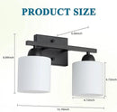Milk Glass Vanity Lights for Bathroom, 2 Light Matte Black Bathroom Light Fixtures Over Mirror, Ceramic E26 Sockets Wall Mounted by CozyNest Decor