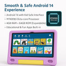 10.1 Inch Kids Tablet with Shockproof Case | Android 14, 64GB+8GB RAM, 12H Battery | Parental Control, Google Kids Space & Preloaded Educational Apps | WiFi 6, HD Display, Ages 3-12 by TinyTreasures Baby Boutique