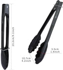 MSY BIGSUNNY 9 Inch Kitchen Food Tongs, Buffet Tongs, Serving Tongs, Black Aluminum Tongs - Set of 3 by CozyNest Decor
